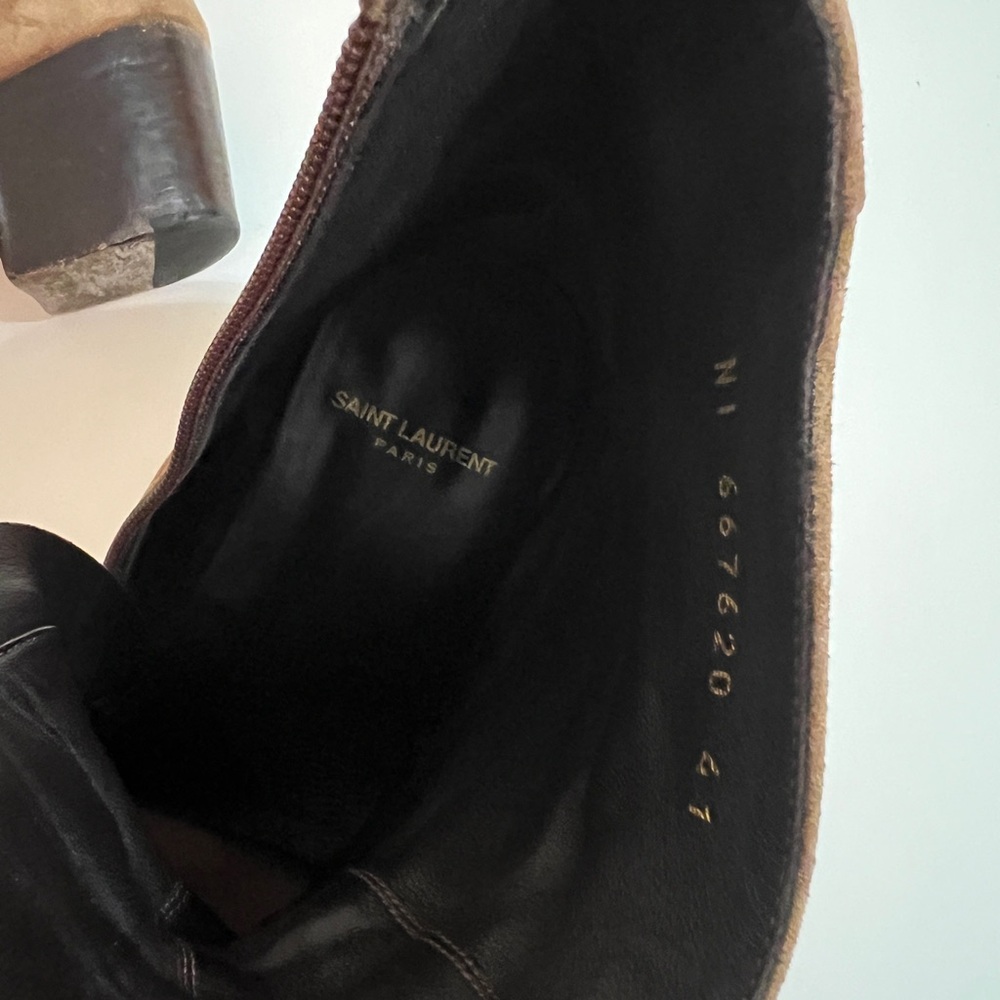Saint Laurent Paris 'Wyatt' Zip Boots Size 41 euro in Brown Suede - Picture 4 of 7